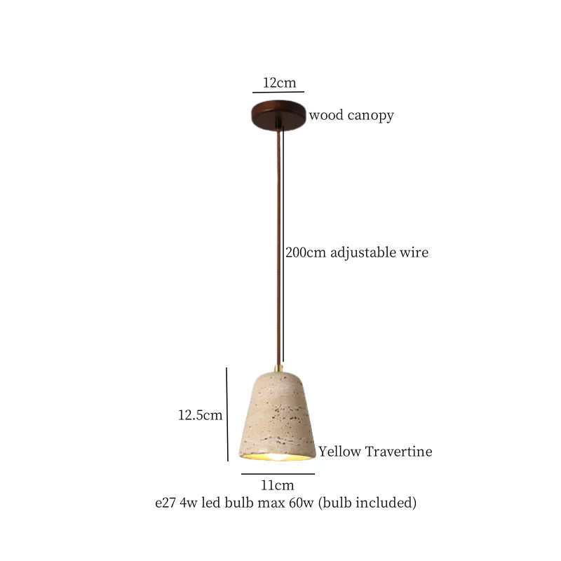 مصباح تعليق LED ياباني DecorBites™ من الحجر الجيري الأصفر لغرفة النوم وغرفة الطعام