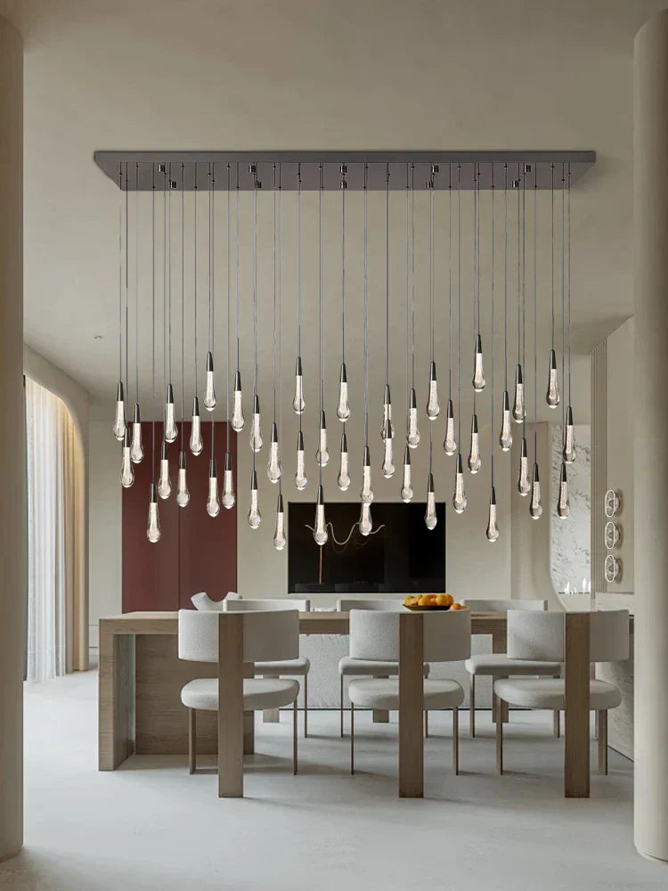 DecorBites™ Crystal Water-drop Ceiling Chandelier: Elegant Dining Table Lighting Fixture