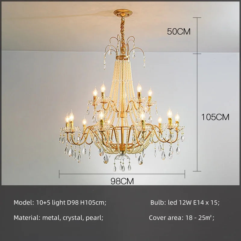 DecorBites™ Crystal LED Chandelier Pendant Lights for Villa Stairs and Hotel Decor