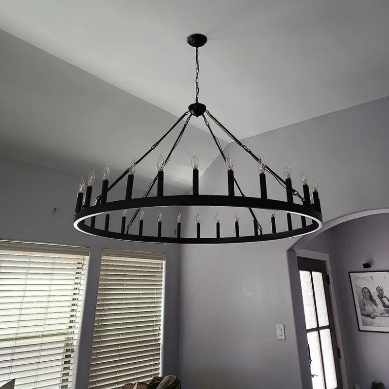 DecorBites™ Black Metal LED Pendant Chandelier for Living Room and Stairs