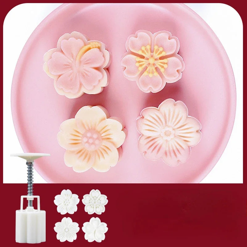 DecorBites™ 3D Cherry Blossom Mooncake Mold for Mid-autumn Festival Baking