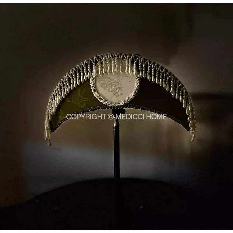 DecorBites™ Crescent Moon Lampshade with Tassels - Victorian Style Medieval Desk Light Cover