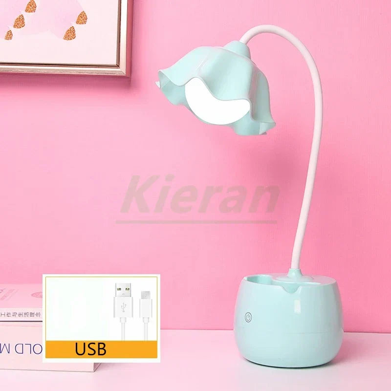 مصباح أرضي لوتس DecorBites™: مصباح مكتب LED حديث لغرفة النوم والدراسة وغرفة المعيشة