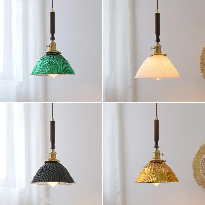 DecorBites™ مصابيح قلادة LED زجاجية خضراء للمطبخ والبار، مصباح تعليق نورديك عصري