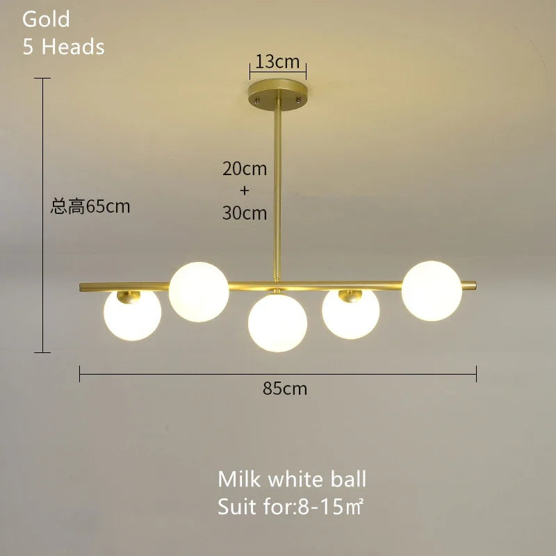 DecorBites™ Glass Ball Pendant Chandeliers LED Hanging Lights for Home Decor