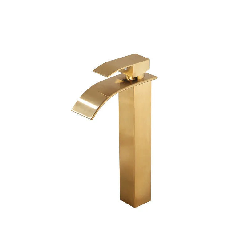 DecorBites™ Robinet de salle de bain doré : Robinet mitigeur cascade en laiton or rose pour lavabo
