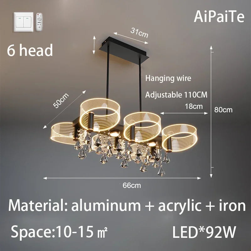DecorBites™ Acrylic Lustre Chandelier for Living Room, Bedroom, Kitchen - Hanging Ceiling Lamps