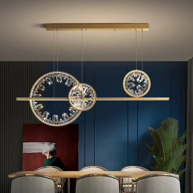 DecorBites™ Crystal Ring LED Chandelier for Restaurant Dining Room Coffee Shop