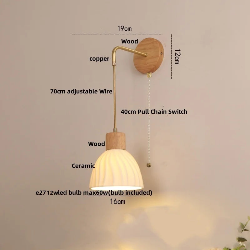 DecorBites™ Adjustable LED Wall Light Fixture with Ceramic Wood Base for Home Decor