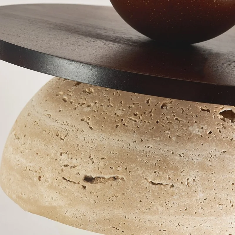 مصباح معلق LED زجاجي على شكل كرة من DecorBites™ لغرفة القهوة والمعيشة والطعام مع الخشب الطبيعي والحجر