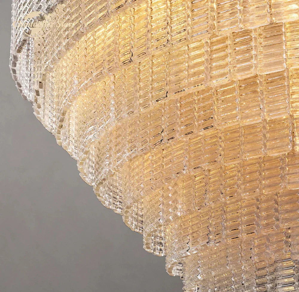 DecorBites™ Clear Smoke Glass Oval LED Chandelier - Modern Retro Black Metal-B