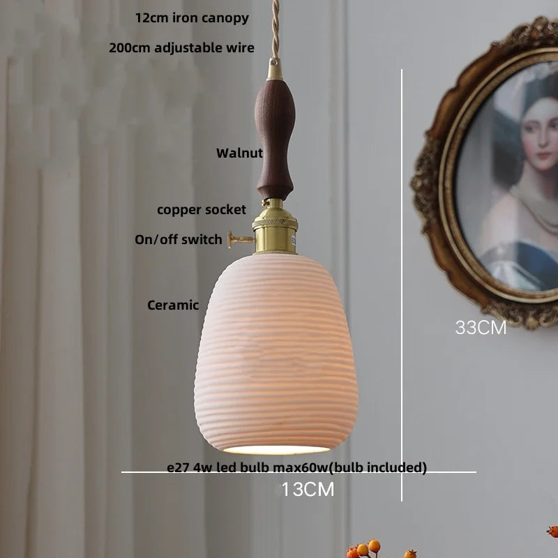 DecorBites™ Ceramic LED Pendant Lamp, Modern Nordic Design, Adjustable 2m Wire, White Finish