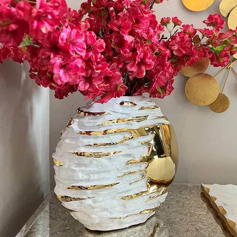 DecorBites™ Fringe Geometry Ceramic Vase Wedding Home Decor Bouquet Flower Pot