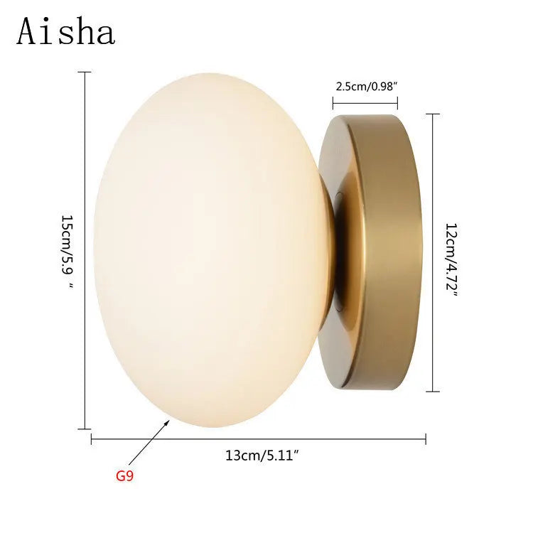 DecorBites™ Golden Glass Ball Wall Lamp Sconces for Modern Home Decoration