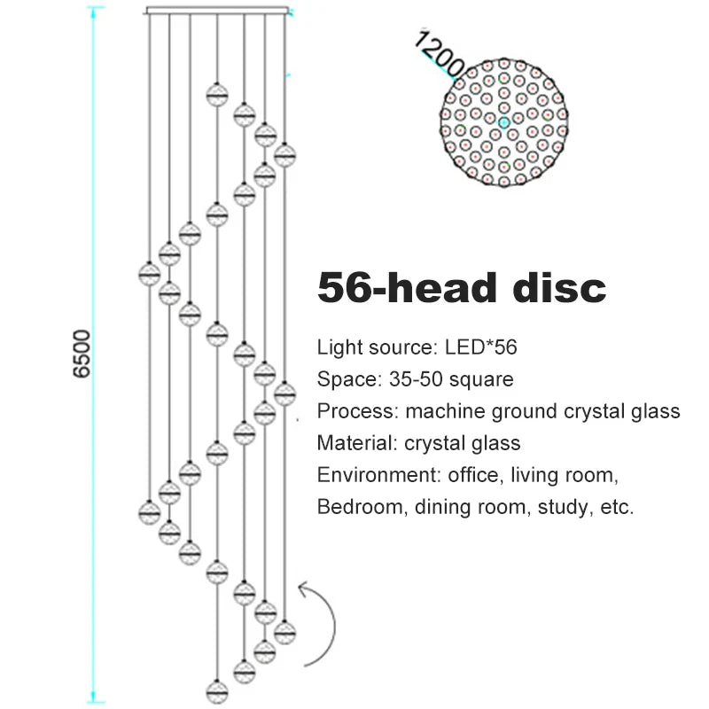 DecorBites™ Crystal Ceiling Chandelier for Staircase & Hallway, Elegant Long Cable Pendant Light
