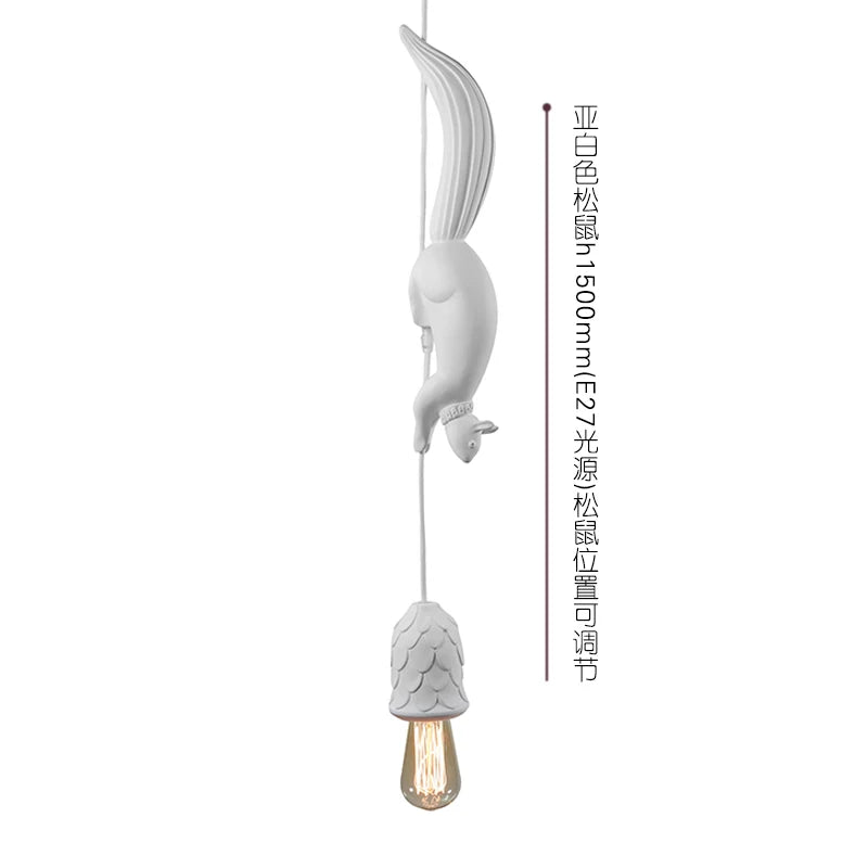 Nordic Resin Squirrel Pendant Light in White