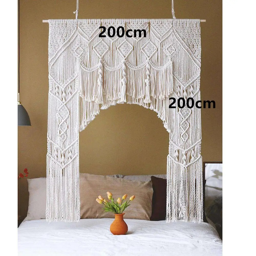 DecorBites™ Cotton Macrame Wedding Backdrop Curtain with Tassel | Boho Wall Tapestry