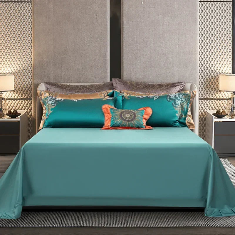 DecorBites™ 1200TC Jacquard Bedding Set: Queen King Size Linens, Comforter Cover, Sheet, Pillowcase