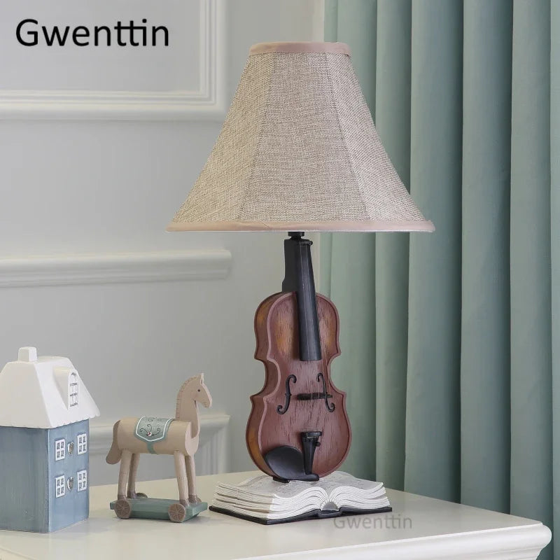 Lampe de table LED Violon DecorBites™ pour enfants - Lampe sur pied moderne en tissu pour chambre