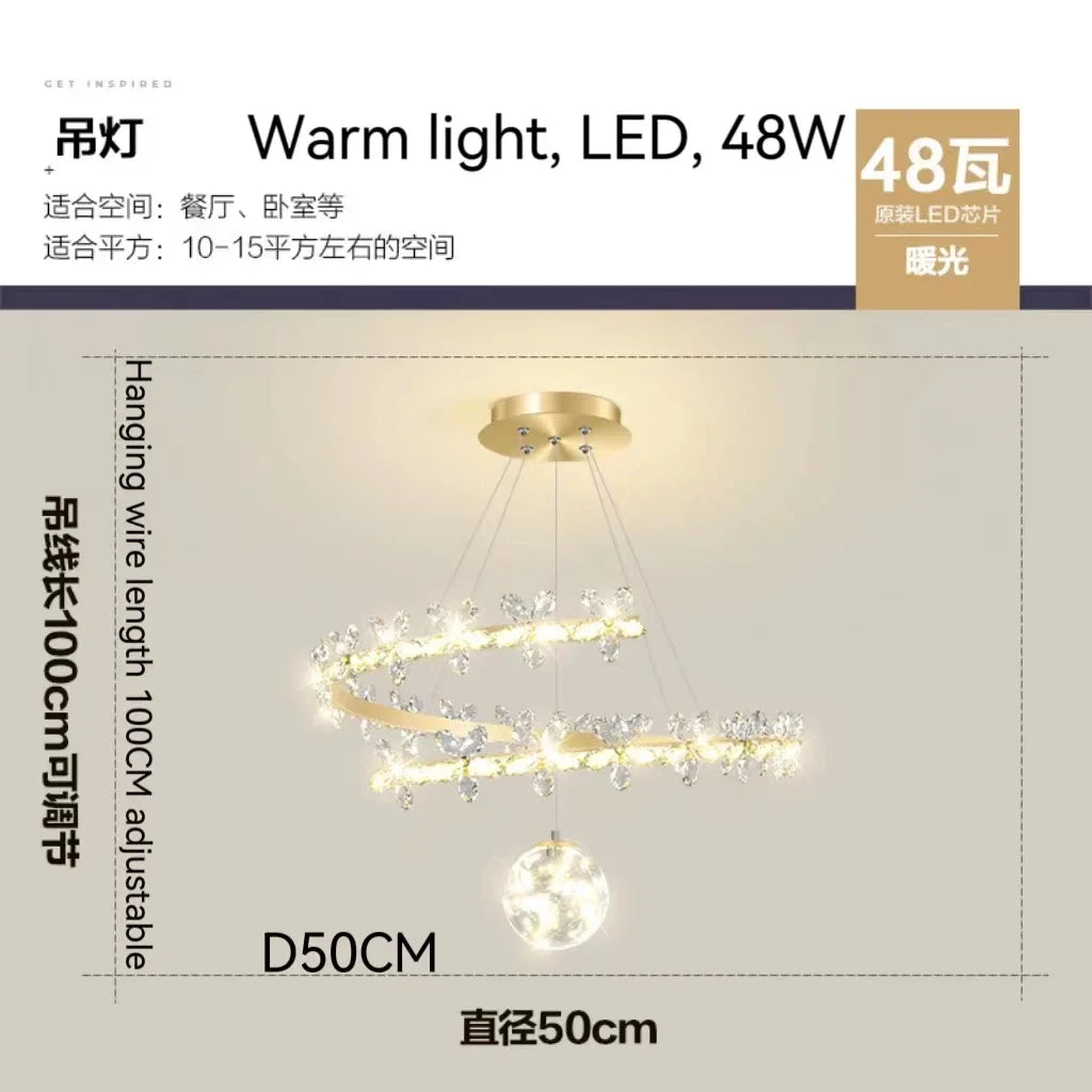 DecorBites™ Crystal Flower Gold Ceiling Chandelier: Modern Luxury Nordic Living Room Light