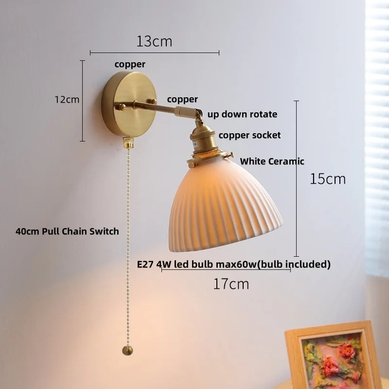 DecorBites™ Ceramic Canopy LED Wall Sconce Modern Bedroom Light Fixture