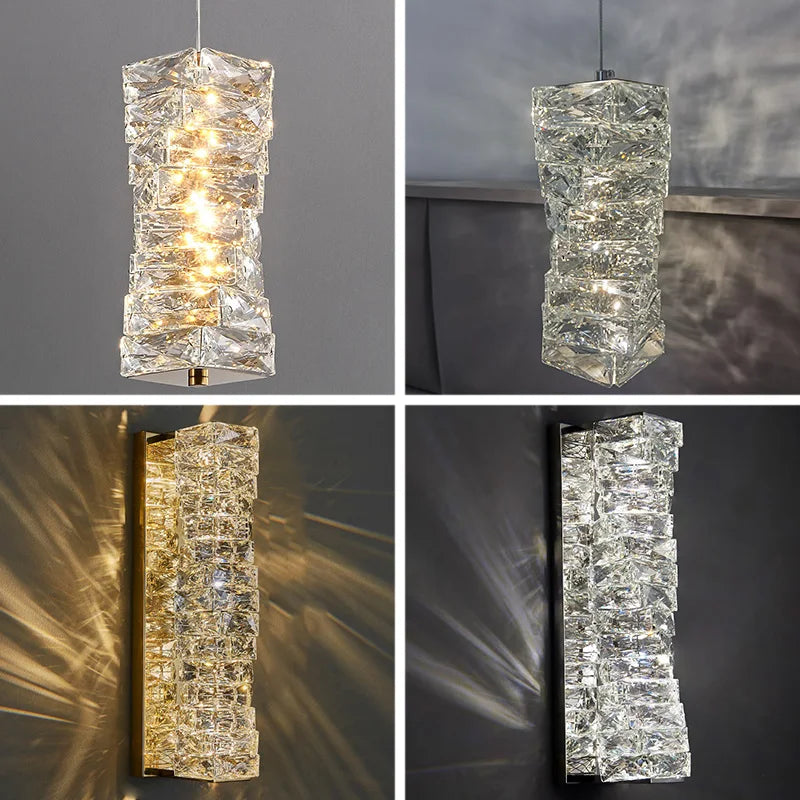 أباليك DecorBites™ كريستال ذهبية كروم مصابيح جدارية لغرفة المعيشة وغرفة النوم وإضاءة خلفية للتلفاز