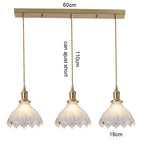 Korean Retro Glass Pendant Light With Wood Accent