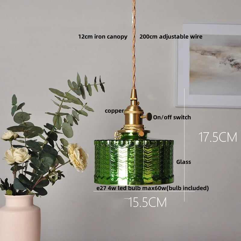 DecorBites™ Amber Glass LED Hanging Lamp - Adjustable Nordic Stair Pendant Light