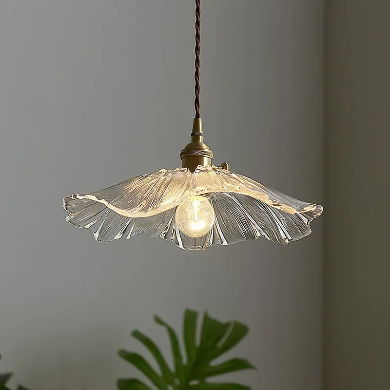 Vintage Flower Glass Pendant Light Fixture