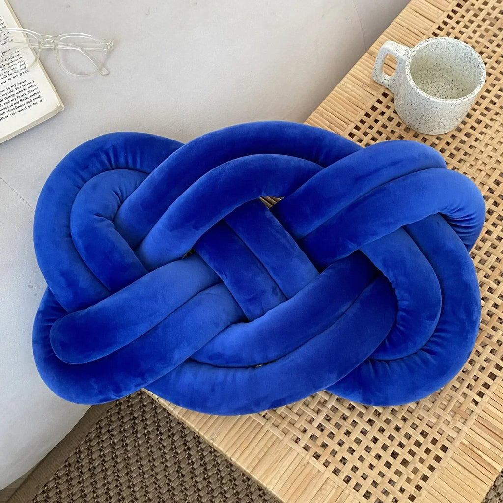 DecorBites™ Handmade Knot Throw Pillow Back Cushions Blue Sofa Car Home Office Decor