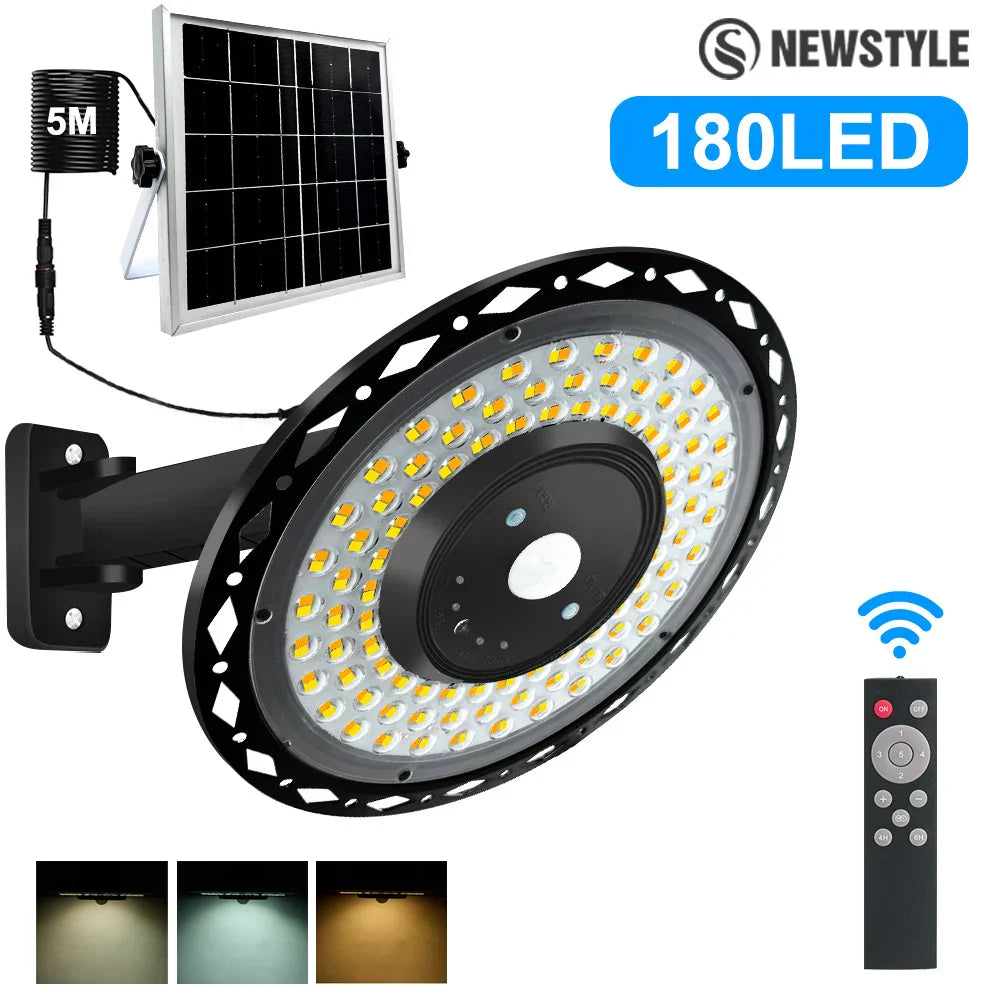 DecorBites™ 180LED Solar Shed Light with Remote, 5 Modes for Yard, Garage, Gazebo