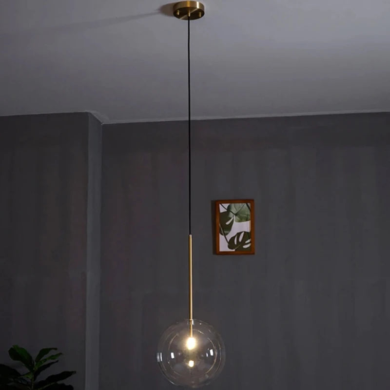 Modern Clear Glass Pendant Light With Gold Finish