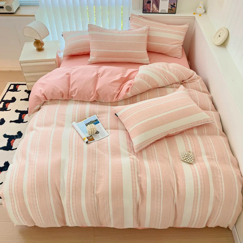 DecorBites™ Cotton Jacquard Bedding Set - Single Double Queen King Size Bedclothes