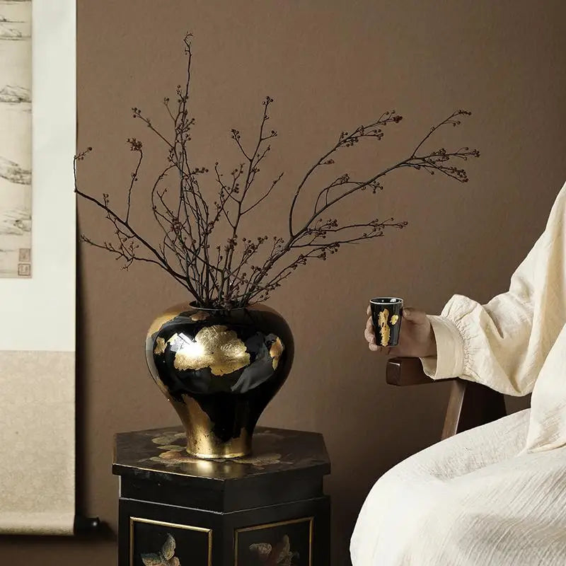 فازة سيراميك DecorBites™ Gold Foil لتنسيق الزهور والديكور المنزلي