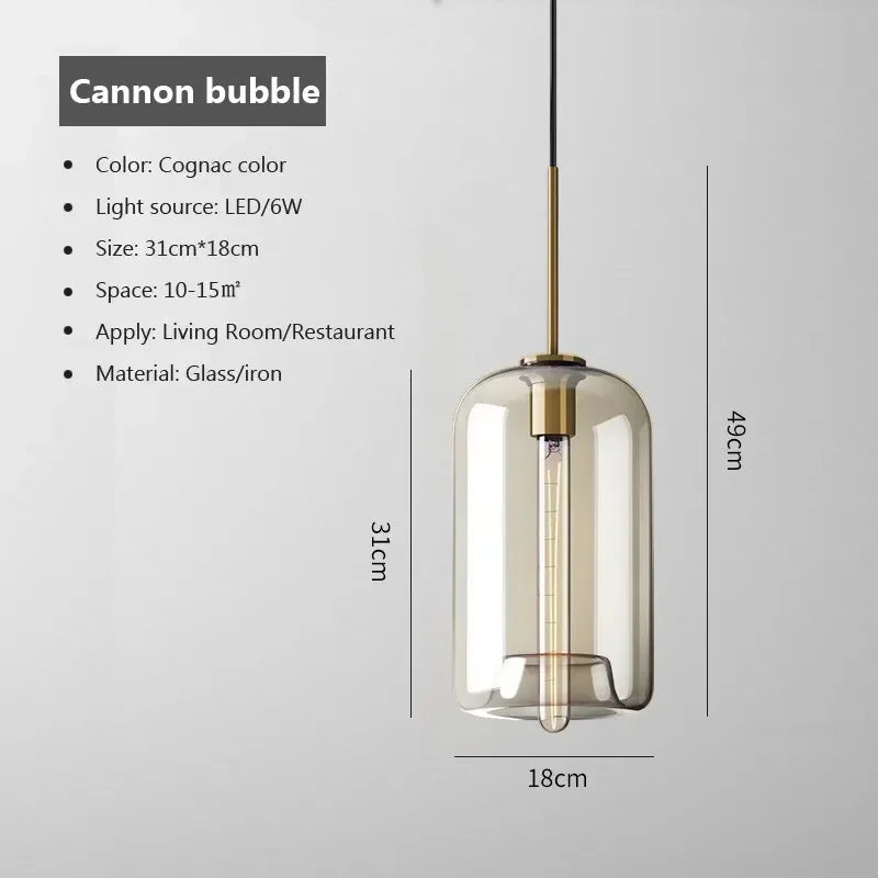 Nordic LED Glass Chandelier Single Multi Head Dining Room Pendant Light Living Room Bedroom Cafe Stairway Home Decoration Lustre