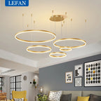 Modern Brushed Ring Pendant Light in Gold and Coffee