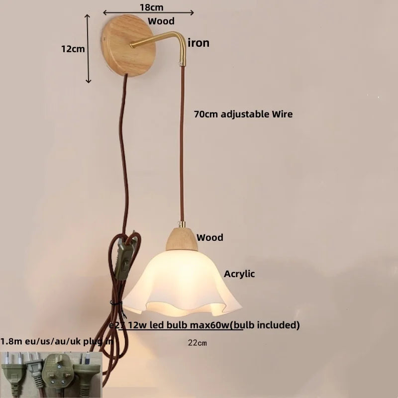 DecorBites™ Adjustable LED Wall Light Fixture with Ceramic Wood Base for Home Decor