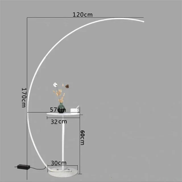 DecorBites™ C-shaped Arc Floor Lamp LED Dimmable Remote Control for Living Room Bedroom