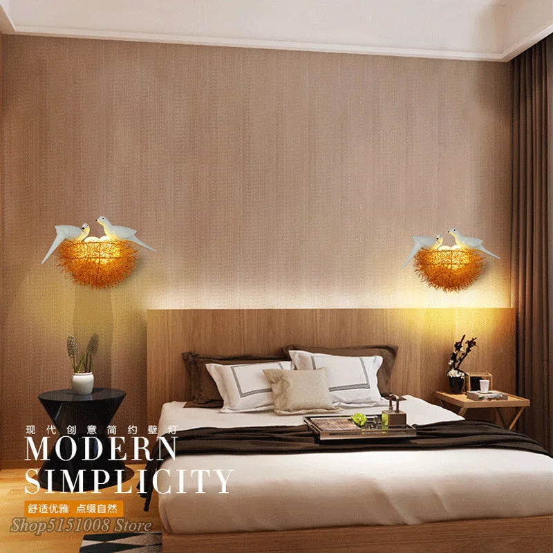 DecorBites™ مصباح جداري عش الطيور الذهبي LED ديكور منزلي حديث إضاءة جدارية