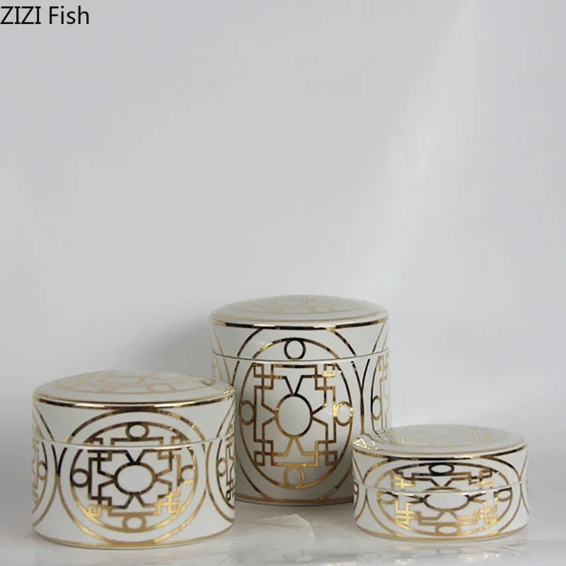 Ensemble de pots de rangement géométriques dorés DecorBites™
