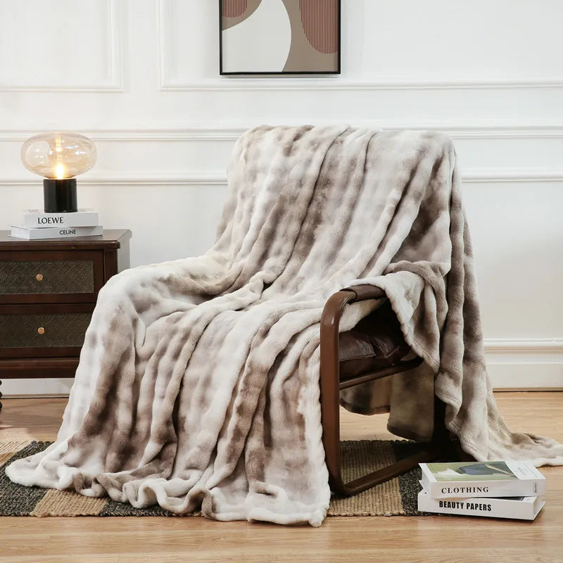DecorBites™ Fuzzy Faux Fur Blanket - Cozy & Soft Reversible Throw for Sofa and Bed