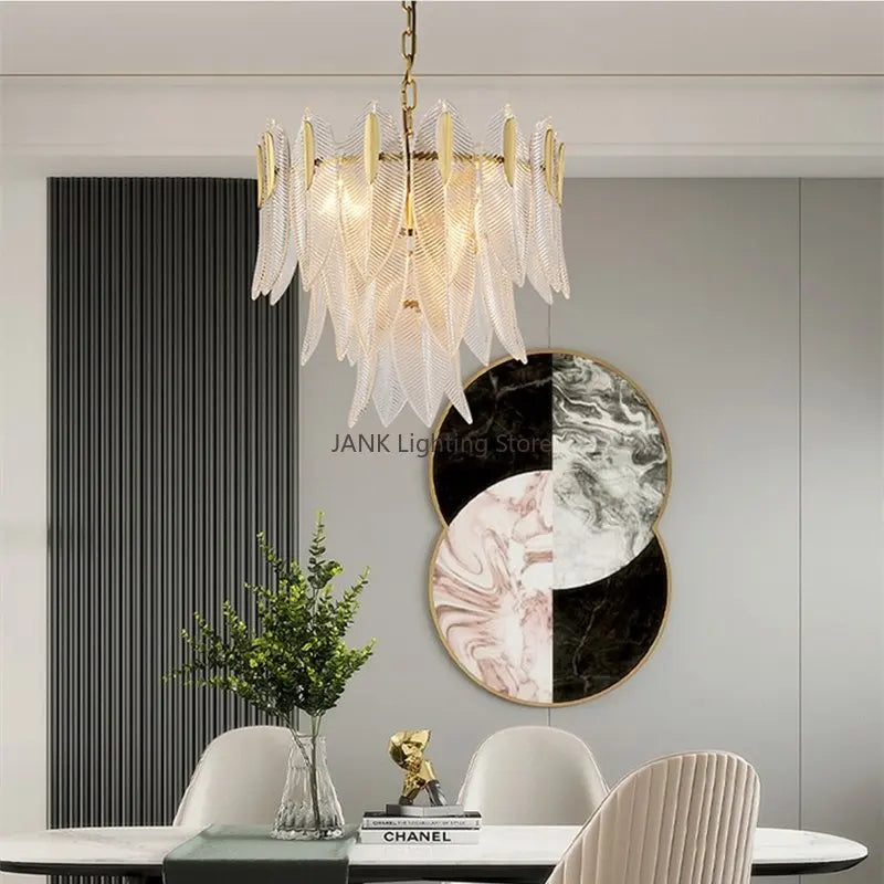 مصباح معلق ورقة شجر DecorBites™‎: إضاءة كريستال فاخرة وعصرية لغرفة المعيشة والمطعم وغرفة النوم.