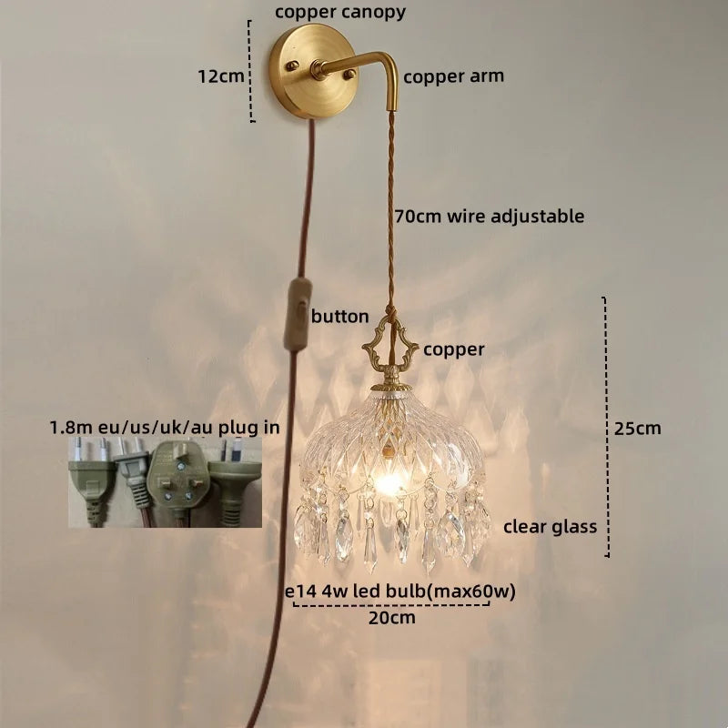 DecorBites™ Crystal Glass LED Wall Sconce - Luxury French Stair Light for Home Decor