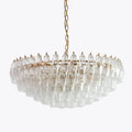 "DecorBites™ Large Pink Glass Chandelier Amber Classic Lighting for Dining Room"