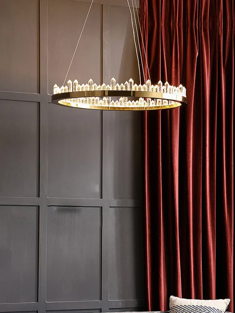 DecorBites™ Dimmalbe LED Crystal High Ceiling Chandelier for Living Room
