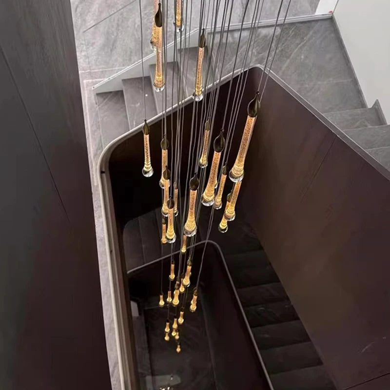 Modern Crystal Staircase Chandelier Pendant Light