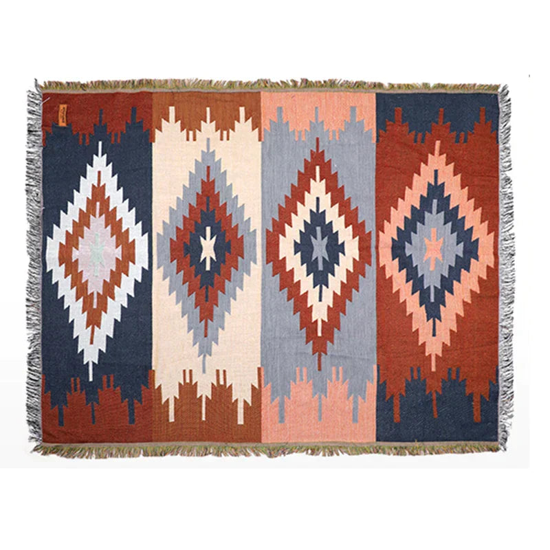 DecorBites™ Geometric Cotton Knitted Sofa Blanket & Tapestry