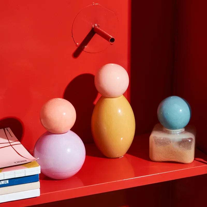 DecorBites™ Geometric Sphere Glass Vase with Lid, Desktop Storage Container