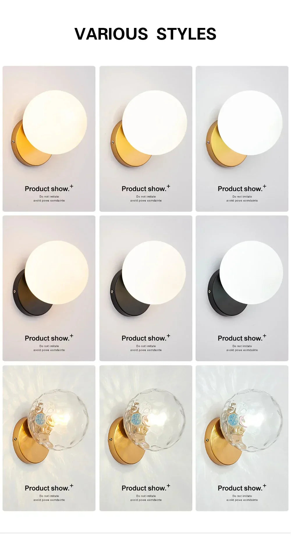 Applique murale LED DecorBites™ boule de verre dorée pour la décoration du salon, de la chambre et de la salle de bain