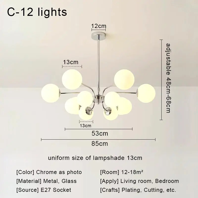 DecorBites™ Glass Ball LED Ceiling Chandelier for Modern Living Room and Bedroom